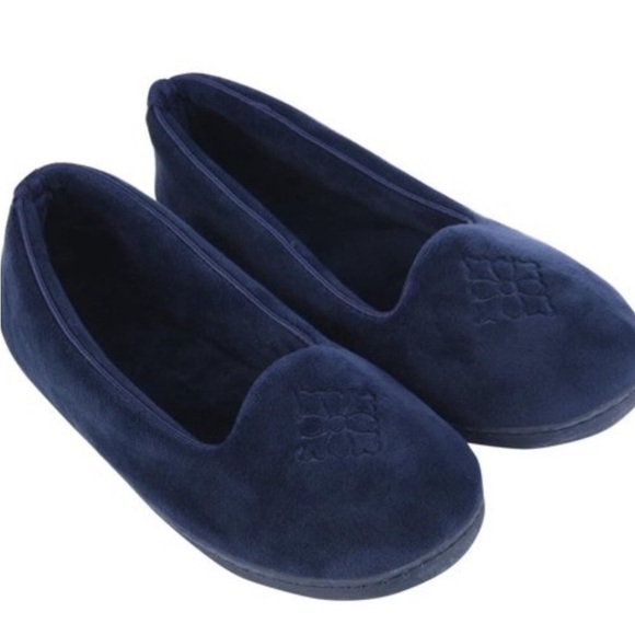 Dearfoams | Peacoat Embroidered Closed-Back Slipper - Women size XL 11/12 - Picture 1 of 11
